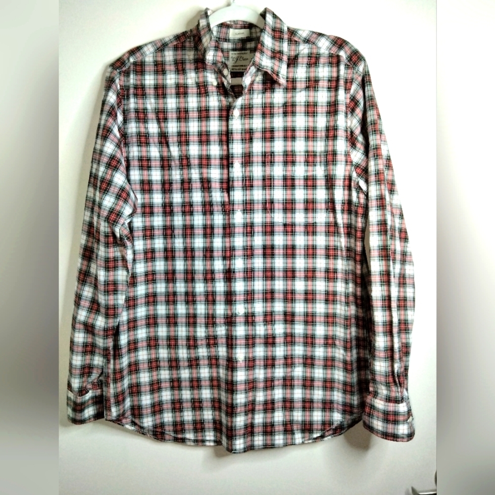 J. Crew (Size M) Men's Multicolored Plaid Classic Button Down Front LS Shirt